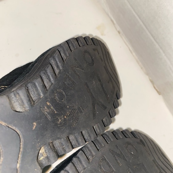 Fly London Suede Wedge Booties  With Lace Up Back Black Sz 38 7 - Picture 6 of 11